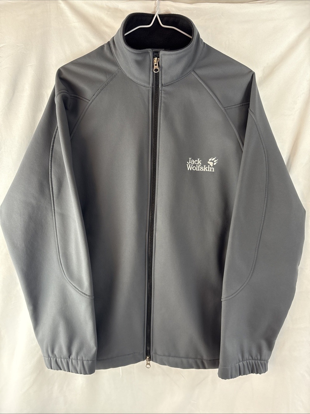 Jack Wolfskin Jacket Medium Grey Logo Full Zip Soft Shell Hiking